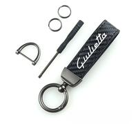 Portachiavi Auto per Alfa Romeo Logo Giulietta in Pelle Carbonio Nero