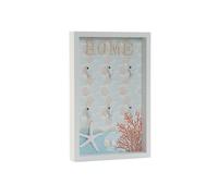 portachiavi bacheca a muro in legno bianco stile marinaro con ganci