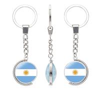 Portachiavi Bandiera Nazionale,Doppia Faccia Rotante Luna Giallo Sole Argentina Bandiera Art Car Bag Wallet Ornamenti Craft Accessorio per Decorazione Cabochon Pendente Hanging Gifts Fibbia