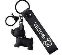 Portachiavi Bulldog francese con anello in metallo e moschettone portachiavi originale per uomo e donna, perfetto da portare con sé chiavi o da appendere nello zaino o in borsa. Nero