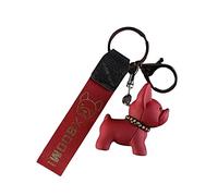 Portachiavi Bulldog francese con anello in metallo e moschettone portachiavi originale per uomo e donna, perfetto da portare con sé chiavi o da appendere nello zaino o in borsa. Rosso