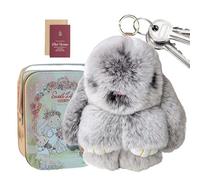 Portachiavi Bunny-lulu con scatola squisita, portachiavi coniglietto lulu, fatto a mano, morbido coniglietto pompon C-harms, coniglietto portachiavi peluche per le donne, Grigio, Refer to
