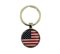 Portachiavi Calcio Stati Uniti d'America USA in Metallo e Vetro Cabochon Colore Argento Gadget Uomo Donna Taglia Unica Accessori Auto Idea regalo
