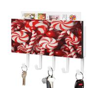 Portachiavi, Candy Canes Stampa Key Hanger Wall Mount, Wall Key Hanger, Wall Key Rack, Key Holder Rack Mail Sorter Organizer