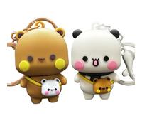 Portachiavi carini con personaggi di Bubu Dudu, statuette kawaii, orsi e panda, per donne, zaini, chiavi dell'auto, idea regalo, 2 pezzi, Colore unico, Taglia unica
