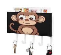 Portachiavi, Cartoon Brown Monkey Print Key Hanger Wall Mount, Wall Key Hanger, Wall Key Rack, Key Holder Rack Mail Sorter Organizer