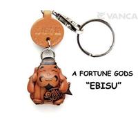 Portachiavi/Charm Ebisu God fatto a mano in pelle 3D VANCA Made in Japan #5...