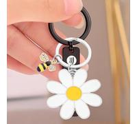 Portachiavi - Ciondolo A Forma Di Margherita E Ape | Anello Portachiavi In Acciaio Inossidabile Con Ciondolos Forma Di , Ciondoo Per Borsa Personalizzabile, Ciondoloo A Catena Per Chiavi Auto, S