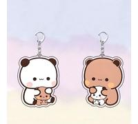 Portachiavi ciondolo a zaino con orsetti Bubu e Dudu, accessorio in PVC per borse, regalo per damigelle d'onore Bianco,marrone,Bianco e marronePolicloruri di vinile