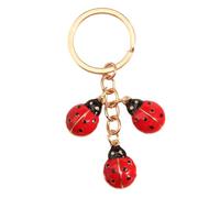 Portachiavi coccinella da donna,Portachiavi per chiavi con tre coccinelle rosse,Portachiavi con finitura color oro,Portachiavi per insetti,Regalo per gli amanti delle coccinelle, oro, X-Large