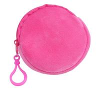 Portachiavi colorato in miniatura adorabile portamonete rotondo bello anello circolare ciondolo decorativo peluche ornamento leggero portamonete, Rosso rosato, Taglia unica