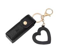 Portachiavi colorato per rossetto donne e ragazze, portabalsamo in pelle, custodia a clip su portachiavi Chapstick, borsa tote alla moda, lucidante, portachiavi, pochette da donna, colore: nero