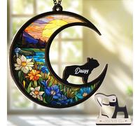 Portachiavi commemorativo per cani Bulldog francesi da 15,2 cm e portachiavi in legno a forma di zampa di cane personalizzato ornamento da appendere alla finestra Pet of Loss Dog simpatia regalo per