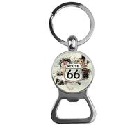 Portachiavi Compatibile con Route 66 Color Silver e Logo Bianco Gadget USA Accessori Moto Bikers Idea Regalo Uomo Donna