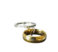Portachiavi Compatibile con Unico Anello del Potere Elfico Ispirato Saga Signore degli Anelli Gadget Accessori Hobbit Color Oro Idea Regalo Magia Fantasy Cosplay