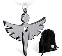 Portachiavi con angelo custode con cuore - elegante ciondolo angelo in metallo in argento, nero e oro rosa - portafortuna regalo per auto, patente - FABACHTM