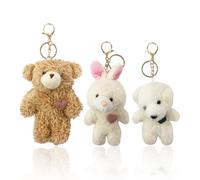Portachiavi Con Animali 3 Pezzi, Portachiavi Di Peluche Carini, Portachiavi Con Cuccioli Di Orso Coniglio, Ciondoli Per Borse, Ciondoli Artigianali Fai-Da-Te