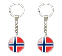 Portachiavi Con Bandiera Della Norvegia Portachiavi Retrò Con Bandiera Della Norvegia - 2 Pezzi Portachiavi Per Auto Con Ciondolo Portachiavi Souvenir Da Viaggio, Portachiavi Con Ciondolo In Vetro R