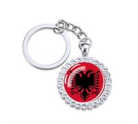 Portachiavi Con Bandiera Dell'Albania, Tendenza Brillante, Portachiavi Con Strass, Moda, Accessori Patriottici, Ornamento, Fascino, Novità, Gioielli Con Gemme, Bandiera Del Paese, Souvenir Da Viaggi