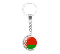 Portachiavi Con Bandiera Nazionale Della Bielorussia, Portachiavi Rotondo Girevole In Vetro Cabochon A Doppia Faccia, Ciondolo Con Bandiera Bielorussa, Souvenir Patriota Per Chiavi Di Casa, Chiavi De