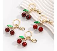 Portachiavi Con Charm A Forma Di Ciliegia Splendente Accessorio Unico