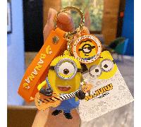Portachiavi con chitarra Minions Stuart, Minion musicale, dettaglio chitarra, decorazione per borsa e chiave, compagno di scrivania, regalo per gli amanti della musica, portachiavi eccentrico, catena