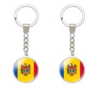 Portachiavi Con Ciondolo A Doppia Faccia Con Bandiera Della Moldavia, Portachiavi Con Geografia Patriottica, Portachiavi Con Ciondolo Retrò, 2 Pezzi/Set Per Accessori Per Zaino Da Auto, Regalo Per Do