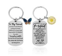 Portachiavi Con Ciondolo A Farfalla Da 2 Pezzi, Portachiavi Dell'Amicizia, Portachiavi Con Incisione In Acciaio Inossidabile, Portachiavi Regalo