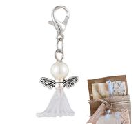Portachiavi con ciondolo a forma di angelo con perle, 50 pezzi, d'angelo, perline artigianali per Natale