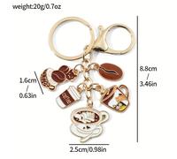 Portachiavi con ciondolo a forma di chicco di caffè e latte art in stile anime cartone animato, 1 pezzo, accessorio portachiavi hip-hop elegante e versatile, per l'uso e come regalo