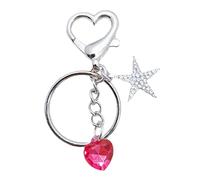 Portachiavi con ciondolo a forma di cuore a forma di stella scintillante, per borsetta, custodie per