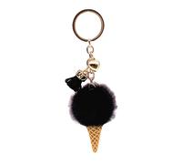 Portachiavi con ciondolo a forma di gelato con pompon in finta pelliccia, elegante accessorio per borsa per uso quotidiano e regali