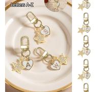 Portachiavi con ciondolo a forma di lettera a cuore, ciondolo con iniziali da A a Z, ciondolo di moda in lega metallica con moschettone, portachiavi personalizzati con iniziali, ideale come regalo per