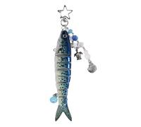 Portachiavi con ciondolo a forma di pesce, accessorio per pescatori, 13,5 x 2 x 2 cm, ciondolo realistico con la pesca, compatto da collezione, per zaino, borsa a tracolla, borsa, pendolarismo, uso