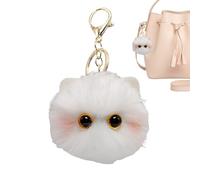 Portachiavi con ciondolo decorativo | Palla di peluche a forma di gattino, gadget adorabili, decorazione da collezione per ragazze per gli amanti degli animali, viaggi e pendolari scolastici, bianco