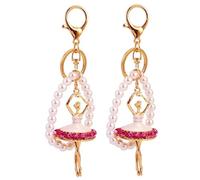 Portachiavi Con Ciondolo Pesante a Forma di Ballerina,2 Portachiavi con Ballerina Portachiavi da Donna Portachiavi con Cristalli Perla Catena Portachiavi Pendente, Portachiavi Auto per Donne Ragazze