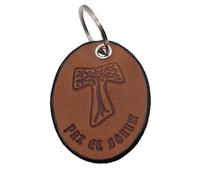 PORTACHIAVI CON CROCE TAU FRANCESCANA (TAO)- REALIZZATO IN VERO CUOIO - PRODOUZIONE ARTIGIANALE - 100% MADE IN ITALY