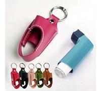 Portachiavi con custodia per inalatore per asma, contenitore casual per tosse, portatile e durevole, disponibile in nero, blu, rosa, grigio, adatto per uso all'aperto Poliuretano