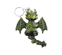 Portachiavi con drago occidentale in plastica stampata 3D, con ala e cerniera, portachiavi per decorare e decorare il giocattolo del drago occidentale, Nero e oro., Taglia unica