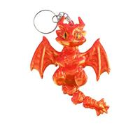 Portachiavi con drago occidentale in plastica stampata 3D, con ala e cerniera, portachiavi per decorare e decorare il giocattolo del drago occidentale, Oro rosso, Taglia unica