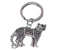 Portachiavi con gatti celtici slavi vichinghi, argento antico, S