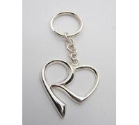 Portachiavi con iniziale R a forma di CUORE in ARGENTO 925 - Lettera Alfabeto