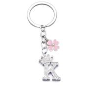 Portachiavi con Lettera a b c d e f g h j k l m n i o p q r s t u v w x y z,26 Portachiavi Ciondolo Lettera Iniziale Donna Uomo per Regalo Compleanno Anniversario Laurea Natale (1K)