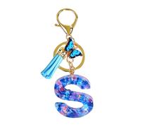 Portachiavi con lettera a farfalla, Portachiavi con lettera - Ciondolo portachiavi con lettera iniziale farfalla in resina epossidica - Novità Decorazione per borsa portachiavi con paillettes d'amore