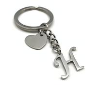 Portachiavi con Lettera e Cuore - Regalo Fatto a Mano per Fidanzata (H)