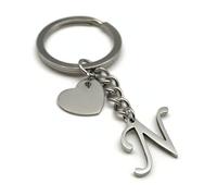 Portachiavi con Lettera e Cuore - Regalo Fatto a Mano per Fidanzata (N)