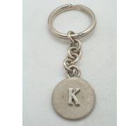 Portachiavi con lettera - K - in Argento 925 - iniziale - alfabeto - brisè -