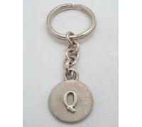 Portachiavi con lettera - Q - in Argento 925 - iniziale - alfabeto - brisè -