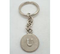 Portachiavi con lettera - U - in Argento 925 - iniziale - alfabeto - brisè -