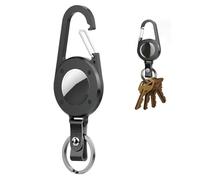 Portachiavi con localizzatore integrato anti-smarrimento, resistente, portachiavi in acciaio inox di alta qualità, con moschettone, con GPS Global Locator Tracking, impermeabile, nero
